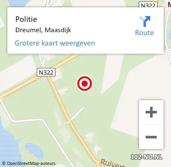 Locatie op kaart van de 112 melding: Politie Dreumel, Maasdijk op 15 oktober 2024 14:44