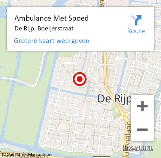 Locatie op kaart van de 112 melding: Ambulance Met Spoed Naar De Rijp, Boeijerstraat op 15 oktober 2024 14:46