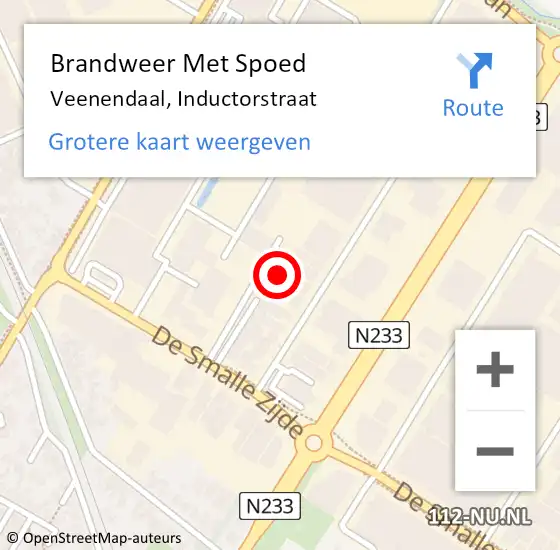 Locatie op kaart van de 112 melding: Brandweer Met Spoed Naar Veenendaal, Inductorstraat op 15 oktober 2024 14:52