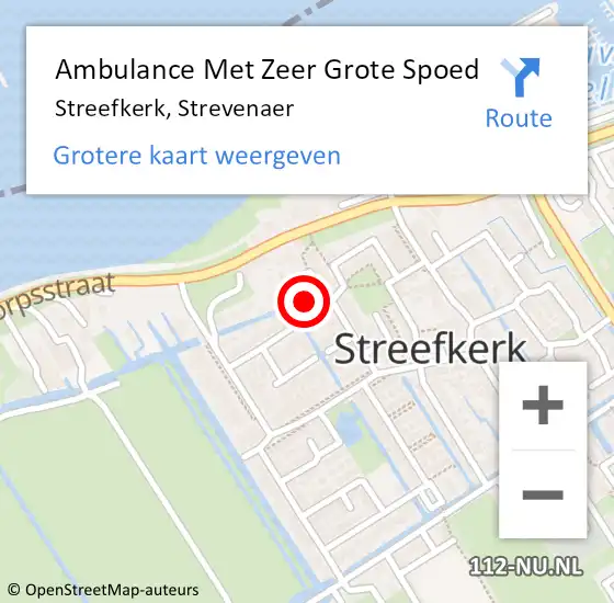 Locatie op kaart van de 112 melding: Ambulance Met Zeer Grote Spoed Naar Streefkerk, Strevenaer op 15 oktober 2024 14:56