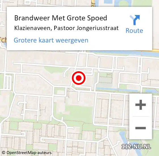 Locatie op kaart van de 112 melding: Brandweer Met Grote Spoed Naar Klazienaveen, Pastoor Jongeriusstraat op 23 oktober 2014 14:11