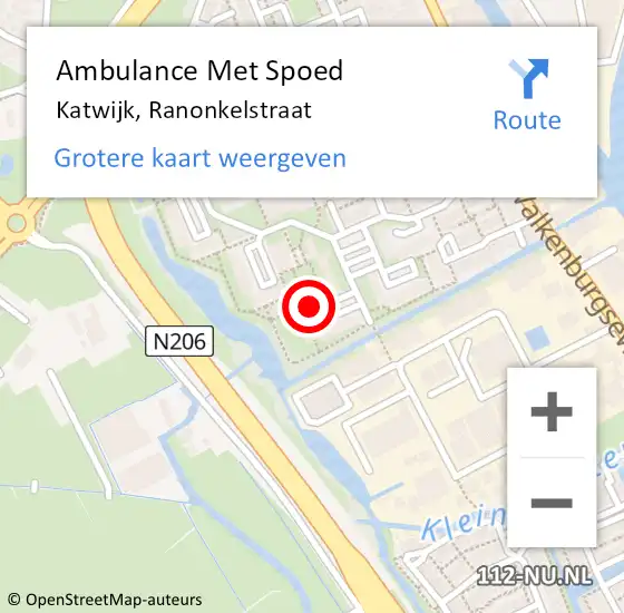 Locatie op kaart van de 112 melding: Ambulance Met Spoed Naar Katwijk, Ranonkelstraat op 23 oktober 2014 14:12