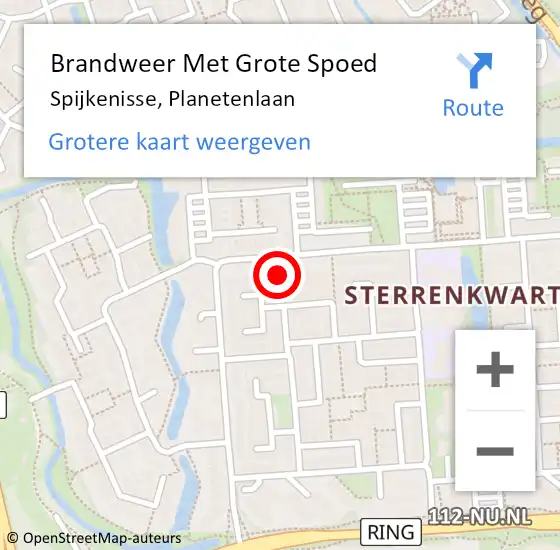 Locatie op kaart van de 112 melding: Brandweer Met Grote Spoed Naar Spijkenisse, Planetenlaan op 15 oktober 2024 15:19