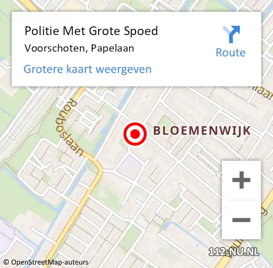 Locatie op kaart van de 112 melding: Politie Met Grote Spoed Naar Voorschoten, Papelaan op 15 oktober 2024 15:22