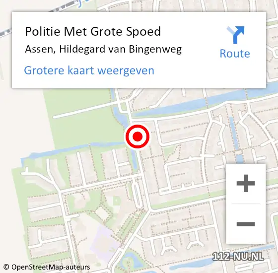 Locatie op kaart van de 112 melding: Politie Met Grote Spoed Naar Assen, Hildegard van Bingenweg op 15 oktober 2024 15:23