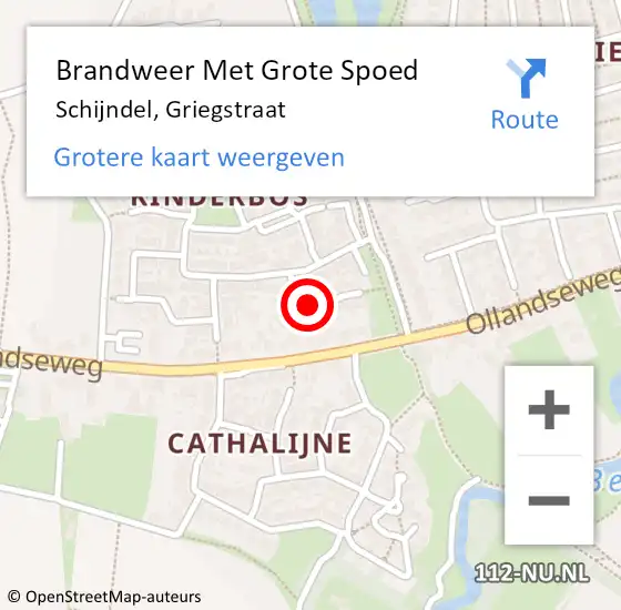 Locatie op kaart van de 112 melding: Brandweer Met Grote Spoed Naar Schijndel, Griegstraat op 15 oktober 2024 15:23