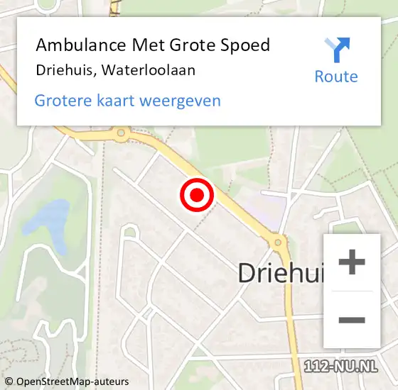 Locatie op kaart van de 112 melding: Ambulance Met Grote Spoed Naar Driehuis, Waterloolaan op 15 oktober 2024 15:34