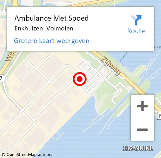 Locatie op kaart van de 112 melding: Ambulance Met Spoed Naar Enkhuizen, Volmolen op 15 oktober 2024 15:38