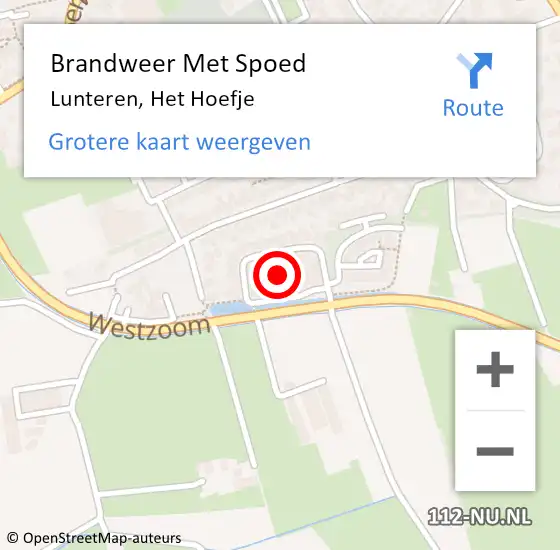 Locatie op kaart van de 112 melding: Brandweer Met Spoed Naar Lunteren, Het Hoefje op 15 oktober 2024 16:12