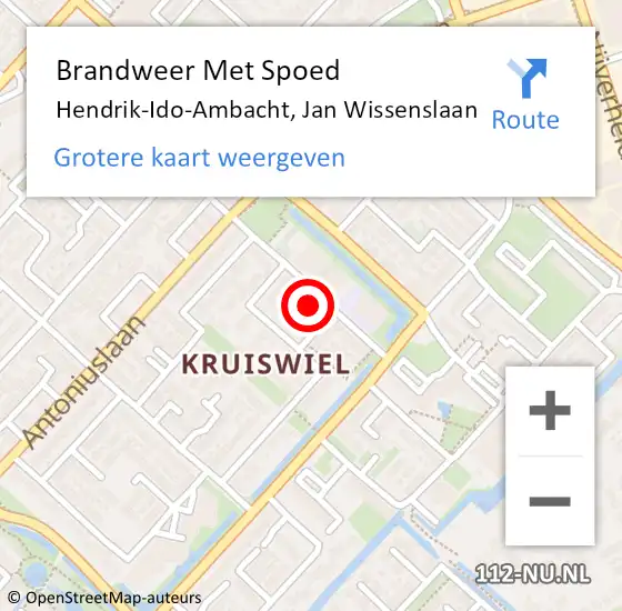 Locatie op kaart van de 112 melding: Brandweer Met Spoed Naar Hendrik-Ido-Ambacht, Jan Wissenslaan op 15 oktober 2024 16:19