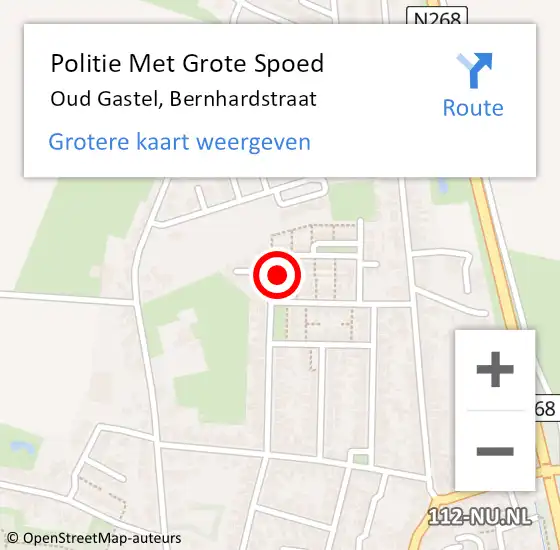 Locatie op kaart van de 112 melding: Politie Met Grote Spoed Naar Oud Gastel, Bernhardstraat op 15 oktober 2024 16:20