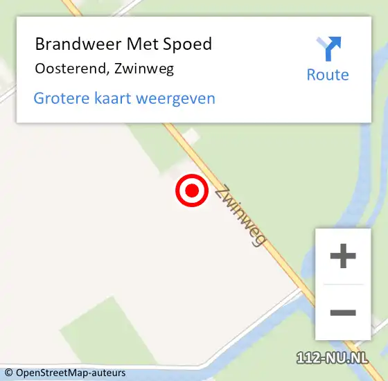 Locatie op kaart van de 112 melding: Brandweer Met Spoed Naar Oosterend, Zwinweg op 15 oktober 2024 16:23