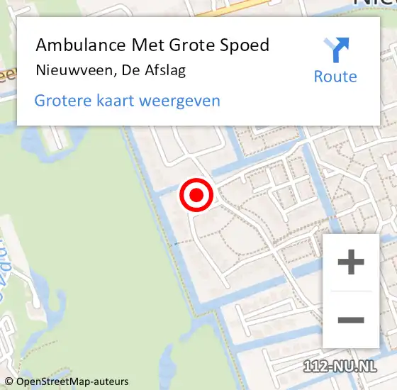 Locatie op kaart van de 112 melding: Ambulance Met Grote Spoed Naar Nieuwveen, De Afslag op 15 oktober 2024 16:49