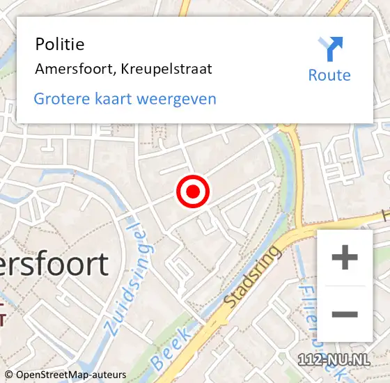 Locatie op kaart van de 112 melding: Politie Amersfoort, Kreupelstraat op 15 oktober 2024 17:04