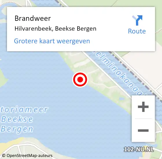 Locatie op kaart van de 112 melding: Brandweer Hilvarenbeek, Beekse Bergen op 15 oktober 2024 17:18