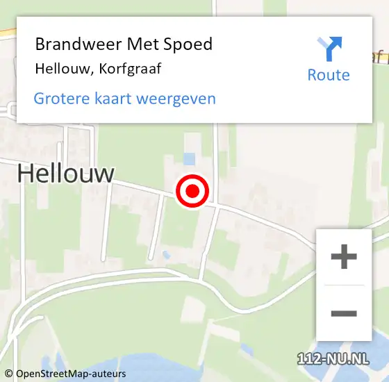 Locatie op kaart van de 112 melding: Brandweer Met Spoed Naar Hellouw, Korfgraaf op 15 oktober 2024 17:19