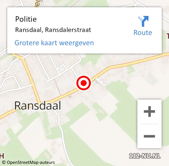 Locatie op kaart van de 112 melding: Politie Ransdaal, Ransdalerstraat op 15 oktober 2024 17:20