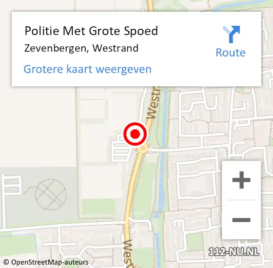 Locatie op kaart van de 112 melding: Politie Met Grote Spoed Naar Zevenbergen, Westrand op 15 oktober 2024 17:27