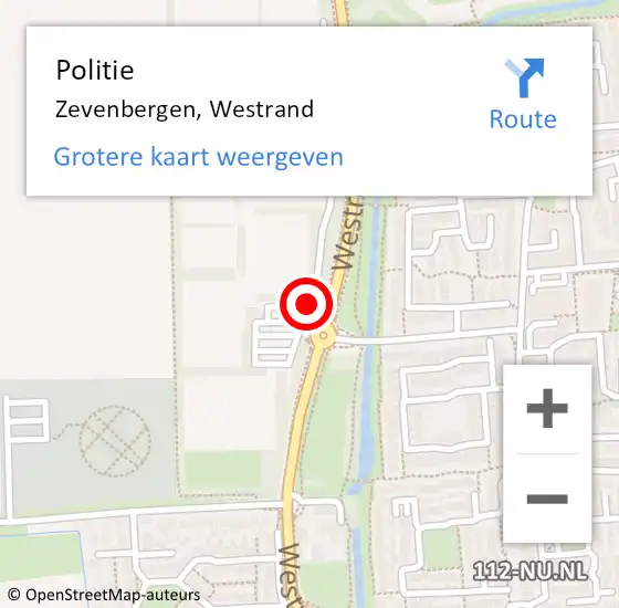 Locatie op kaart van de 112 melding: Politie Zevenbergen, Westrand op 15 oktober 2024 17:27