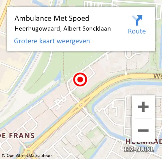 Locatie op kaart van de 112 melding: Ambulance Met Spoed Naar Heerhugowaard, Albert Soncklaan op 15 oktober 2024 17:41