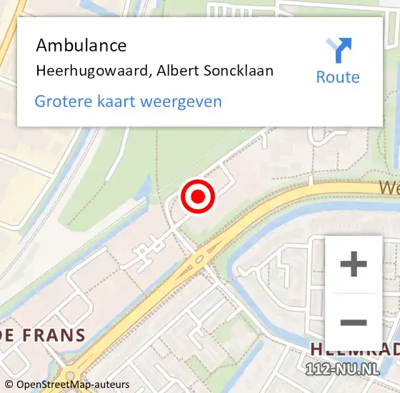 Locatie op kaart van de 112 melding: Ambulance Heerhugowaard, Albert Soncklaan op 15 oktober 2024 17:41