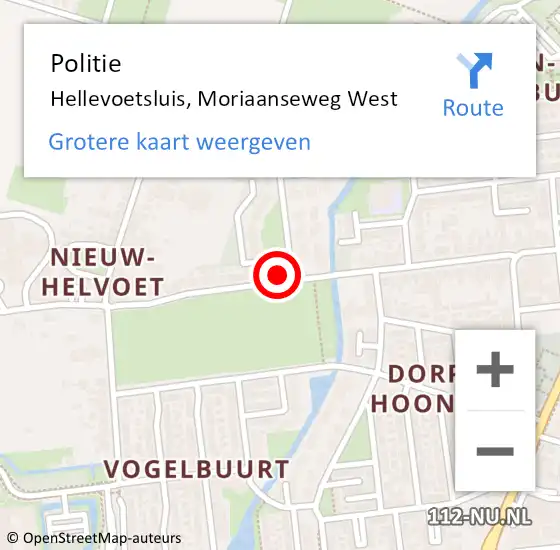 Locatie op kaart van de 112 melding: Politie Hellevoetsluis, Moriaanseweg West op 15 oktober 2024 17:45