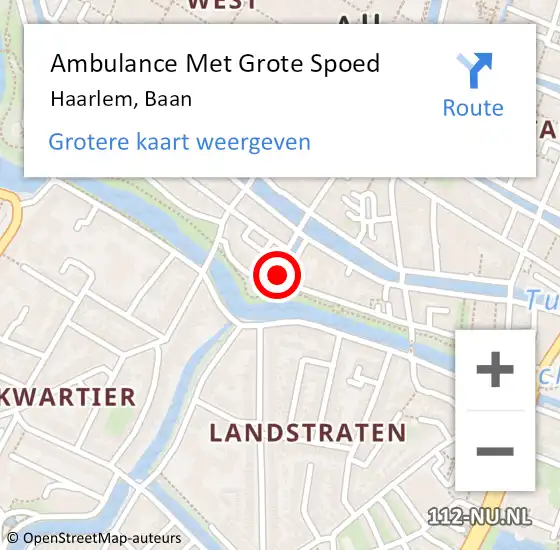 Locatie op kaart van de 112 melding: Ambulance Met Grote Spoed Naar Haarlem, Baan op 15 oktober 2024 17:58