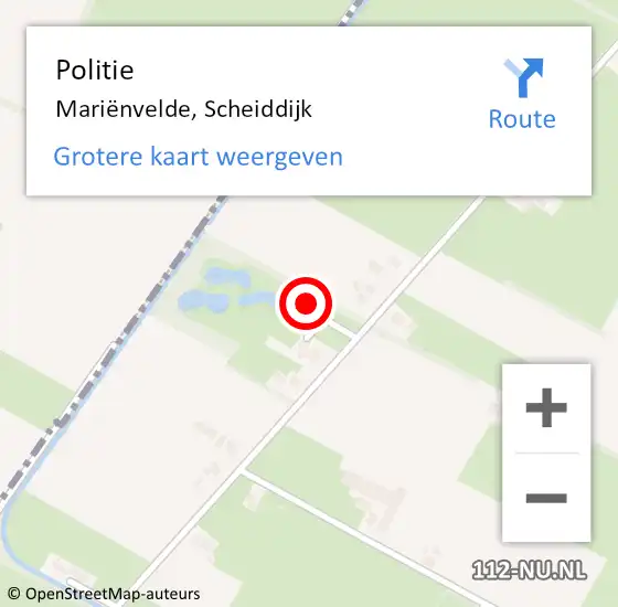 Locatie op kaart van de 112 melding: Politie Mariënvelde, Scheiddijk op 15 oktober 2024 18:23