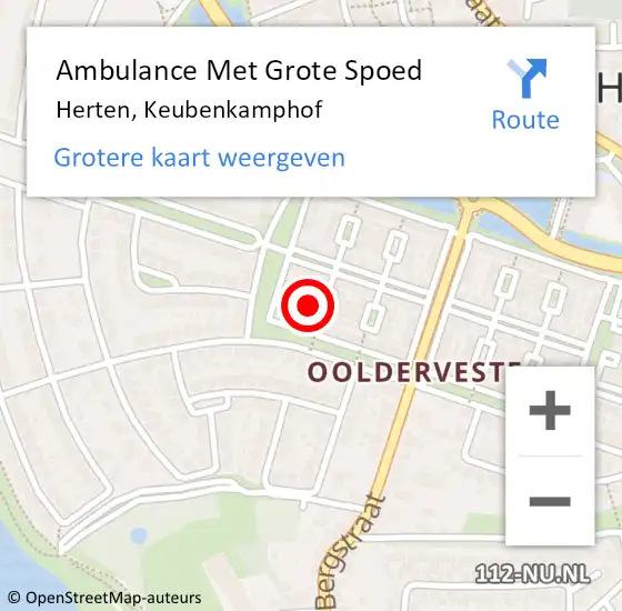 Locatie op kaart van de 112 melding: Ambulance Met Grote Spoed Naar Herten, Keubenkamphof op 15 oktober 2024 18:24