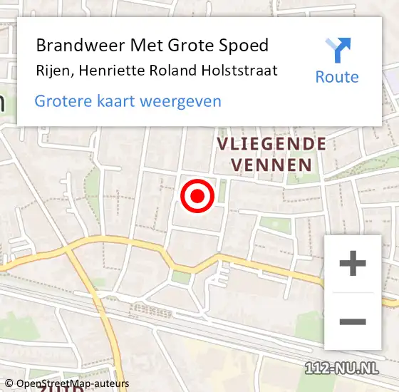 Locatie op kaart van de 112 melding: Brandweer Met Grote Spoed Naar Rijen, Henriette Roland Holststraat op 15 oktober 2024 18:50