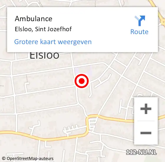 Locatie op kaart van de 112 melding: Ambulance Elsloo, Sint Jozefhof op 23 oktober 2014 14:35