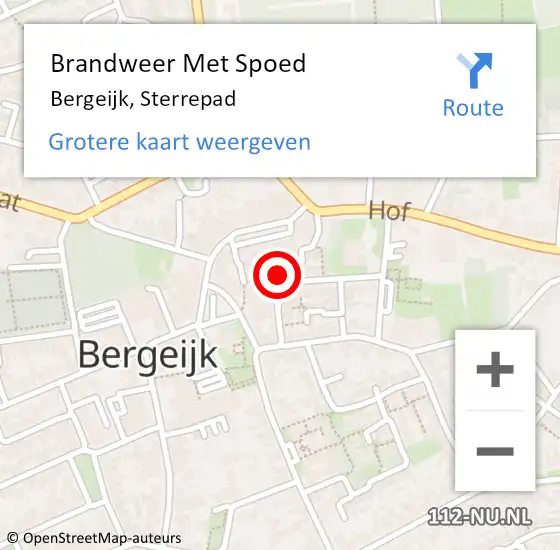 Locatie op kaart van de 112 melding: Brandweer Met Spoed Naar Bergeijk, Sterrepad op 15 oktober 2024 19:16