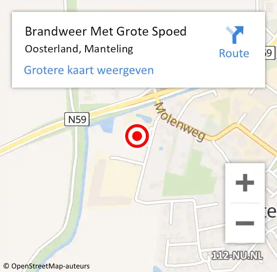 Locatie op kaart van de 112 melding: Brandweer Met Grote Spoed Naar Oosterland, Manteling op 15 oktober 2024 19:17