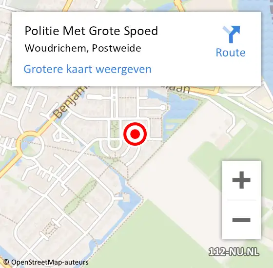 Locatie op kaart van de 112 melding: Politie Met Grote Spoed Naar Woudrichem, Postweide op 15 oktober 2024 19:28