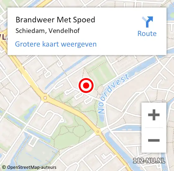 Locatie op kaart van de 112 melding: Brandweer Met Spoed Naar Schiedam, Vendelhof op 15 oktober 2024 20:10