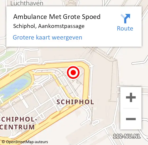 Locatie op kaart van de 112 melding: Ambulance Met Grote Spoed Naar Schiphol, Aankomstpassage op 15 oktober 2024 20:34