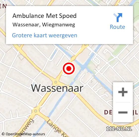 Locatie op kaart van de 112 melding: Ambulance Met Spoed Naar Wassenaar, Wiegmanweg op 15 oktober 2024 20:42