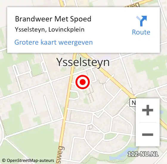 Locatie op kaart van de 112 melding: Brandweer Met Spoed Naar Ysselsteyn, Lovinckplein op 15 oktober 2024 20:42