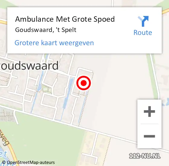 Locatie op kaart van de 112 melding: Ambulance Met Grote Spoed Naar Goudswaard, 't Spelt op 15 oktober 2024 20:50