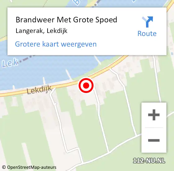 Locatie op kaart van de 112 melding: Brandweer Met Grote Spoed Naar Langerak, Lekdijk op 23 oktober 2014 14:44