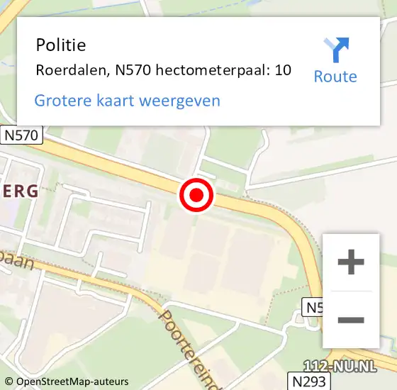 Locatie op kaart van de 112 melding: Politie Roerdalen, N570 hectometerpaal: 10 op 15 oktober 2024 21:22