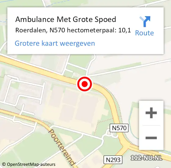 Locatie op kaart van de 112 melding: Ambulance Met Grote Spoed Naar Roerdalen, N570 hectometerpaal: 10,1 op 15 oktober 2024 21:24