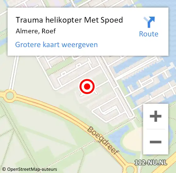 Locatie op kaart van de 112 melding: Trauma helikopter Met Spoed Naar Almere, Roef op 15 oktober 2024 21:40