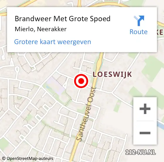 Locatie op kaart van de 112 melding: Brandweer Met Grote Spoed Naar Mierlo, Neerakker op 15 oktober 2024 21:48