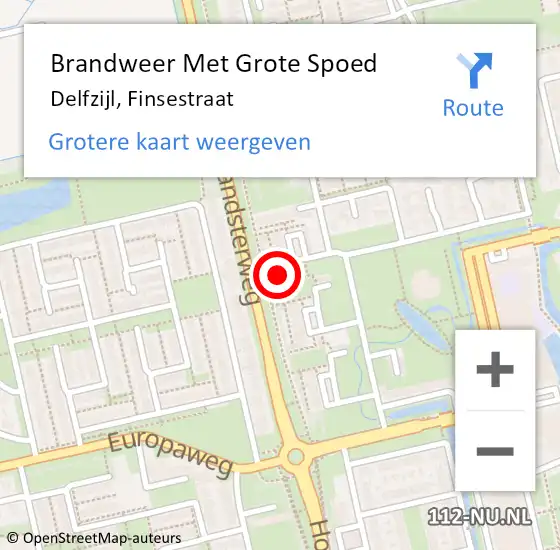 Locatie op kaart van de 112 melding: Brandweer Met Grote Spoed Naar Delfzijl, Finsestraat op 15 oktober 2024 22:10