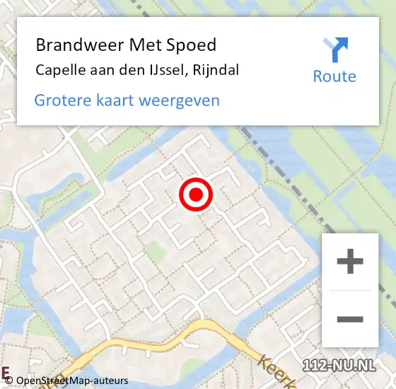 Locatie op kaart van de 112 melding: Brandweer Met Spoed Naar Capelle aan den IJssel, Rijndal op 15 oktober 2024 22:18