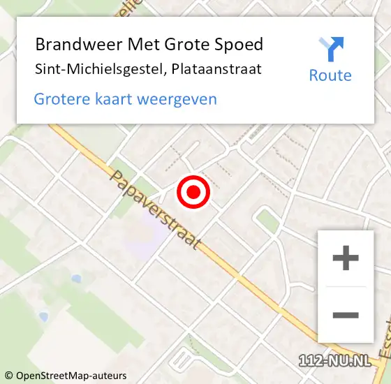 Locatie op kaart van de 112 melding: Brandweer Met Grote Spoed Naar Sint-Michielsgestel, Plataanstraat op 15 oktober 2024 23:27