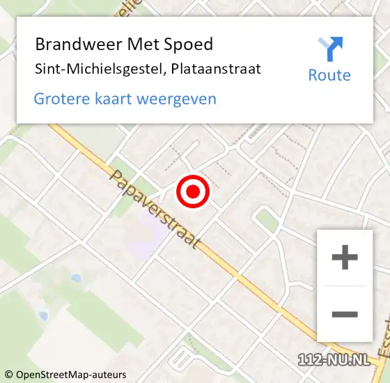 Locatie op kaart van de 112 melding: Brandweer Met Spoed Naar Sint-Michielsgestel, Plataanstraat op 15 oktober 2024 23:33