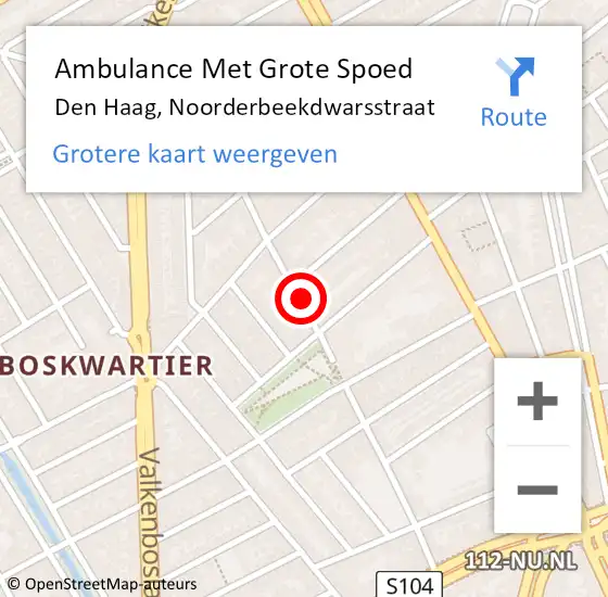 Locatie op kaart van de 112 melding: Ambulance Met Grote Spoed Naar Den Haag, Noorderbeekdwarsstraat op 15 oktober 2024 23:40