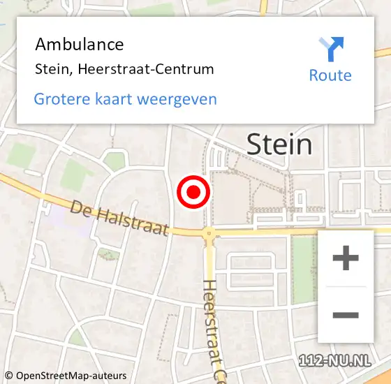 Locatie op kaart van de 112 melding: Ambulance Stein, Heerstraat-Centrum op 23 oktober 2014 15:02